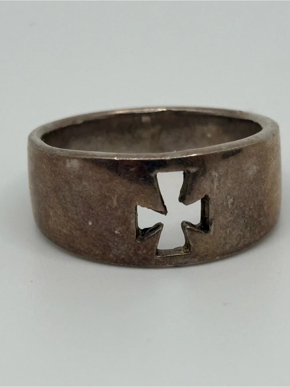 925 Sterling Silver Maltese Cross Ring Size 9 Mens Biker Gothic Wide Band